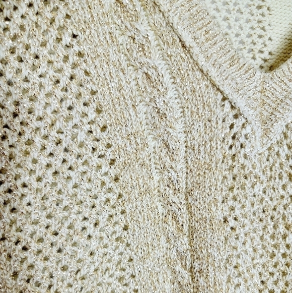 Vintage David David Cotton Blend Gold Metallic Thread Women's Sweater Size L - Picture 4 of 7
